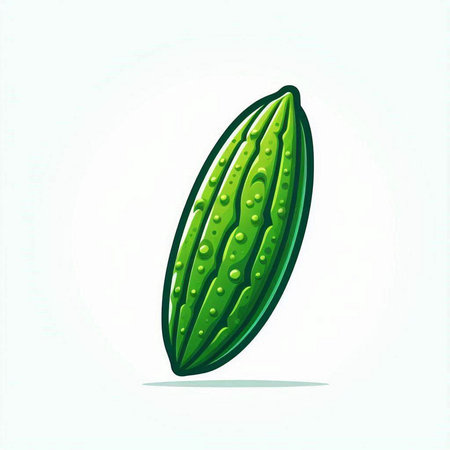 Illustration of a bitter melon on a white background, vector illustrationのイラスト素材