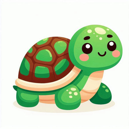 Cute cartoon turtle. Vector illustration isolated on a white background.のイラスト素材