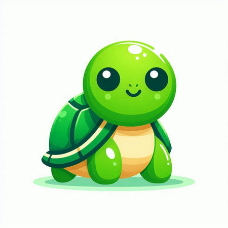 Cute cartoon turtle. Vector illustration isolated on a white background.