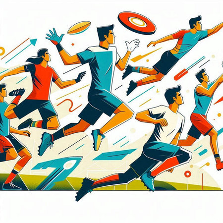 Illustration of a group of men playing badminton, vector illustrationのイラスト素材