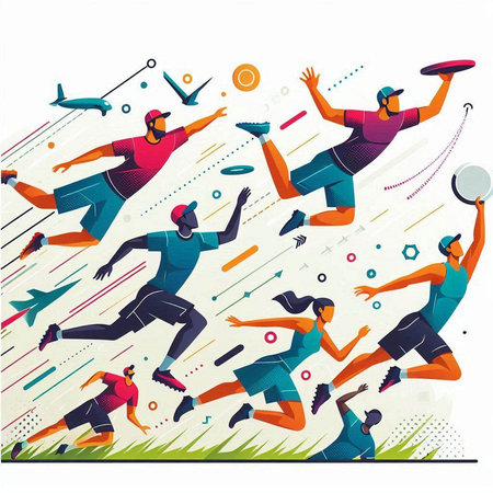 Badminton players, vector illustration in flat style. Group of men and women playing badminton.のイラスト素材