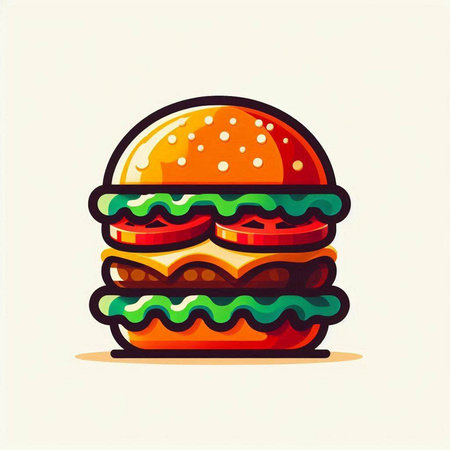 Hamburger icon, fast food. Vector illustration in cartoon styleのイラスト素材