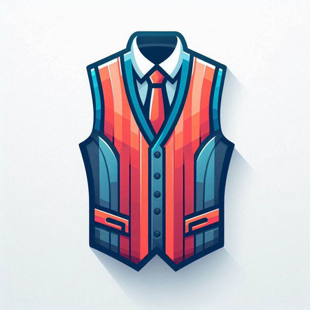 Vector illustration of a red waistcoat with a tie on a white backgroundのイラスト素材