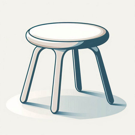 Illustration of a white round stool with shadow on a white backgroundのイラスト素材