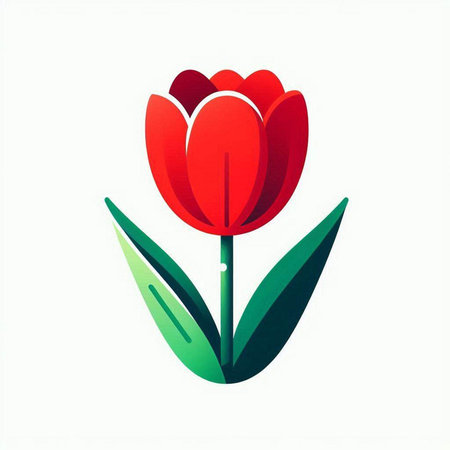 Red tulip isolated on white background. Flat style vector illustration.のイラスト素材