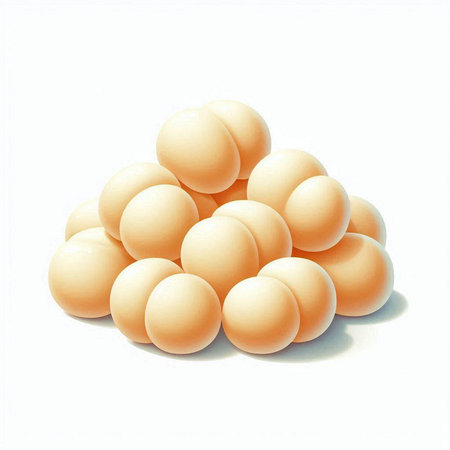 3d rendering of a pile of white eggs on a white backgroundのイラスト素材
