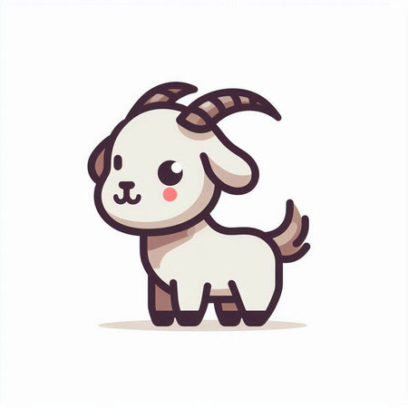 Cute cartoon goat isolated on a white background. Vector illustration.のイラスト素材