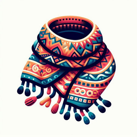 Hand drawn ethnic shawl. Vector illustration for your design.のイラスト素材