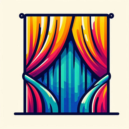 Colorful curtains in vintage style, vector illustration for your design.のイラスト素材