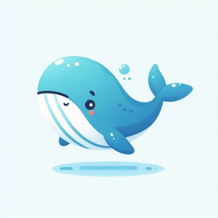 Cute cartoon whale. Vector illustration of a cute cartoon whale.のイラスト素材