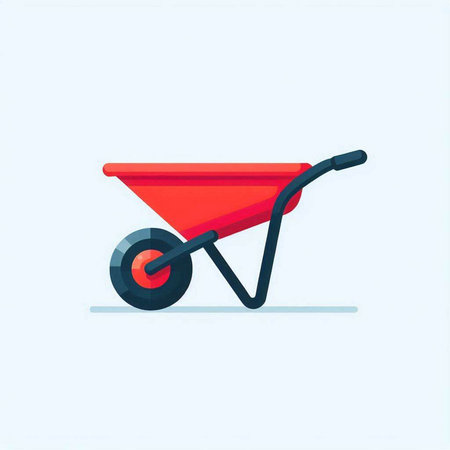 Wheelbarrow icon. Vector illustration of a wheelbarrow.のイラスト素材