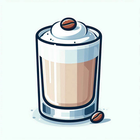 Coffee cup with whipped cream and coffee beans. Vector illustration.のイラスト素材