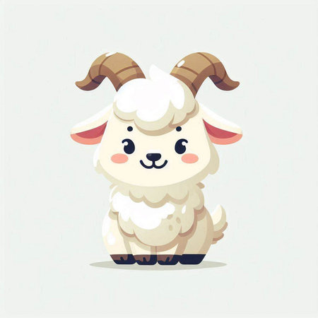 Cute cartoon sheep isolated on a white background. Vector illustration.のイラスト素材
