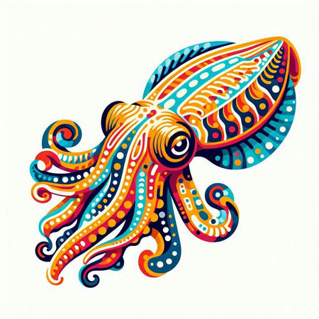 Octopus on white background, vector illustration. Decorative octopus.のイラスト素材