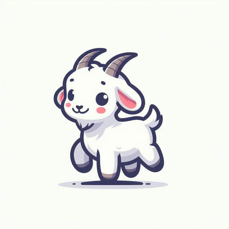 Cute goat cartoon vector illustration. Cute baby goat character.のイラスト素材