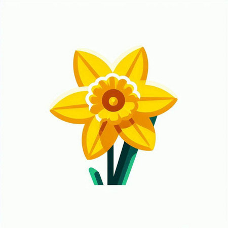 Yellow narcissus flower isolated on white background. Flat vector illustration.のイラスト素材