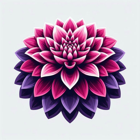 Illustration of a pink and purple dahlia flower on a white backgroundのイラスト素材
