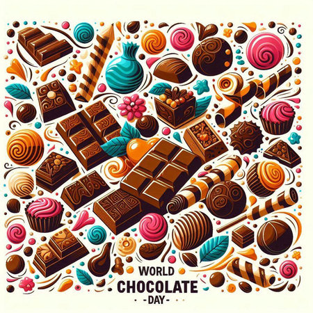 Vector hand drawn cartoon set of chocolate objects, symbols and items.のイラスト素材