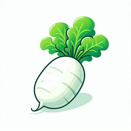 Radish vegetable isolated on a white background. Vector illustration. Eps 10.のイラスト素材