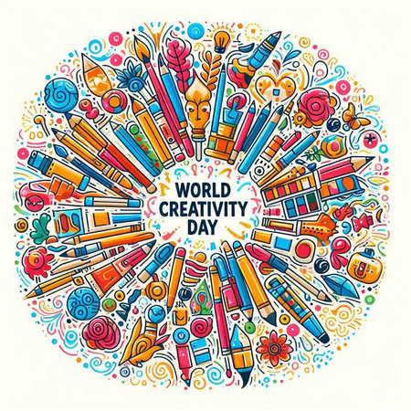 Vector hand drawn illustration of World Children's Day theme with doodle elements, symbols and objectsのイラスト素材