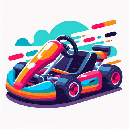Cartoon karting vector illustration. Colorful cartoon karting car.のイラスト素材