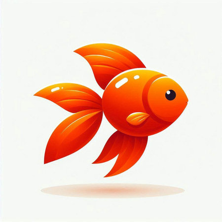 Illustration of a cute cartoon goldfish on a white background.のイラスト素材