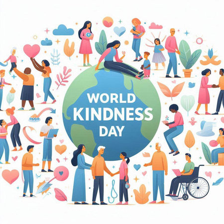 World Kindness Day Concept. International Day of Persons with Disabilities. Vector Illustrationのイラスト素材