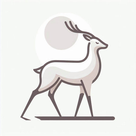 Illustration of a deer with a moon on a white background.のイラスト素材