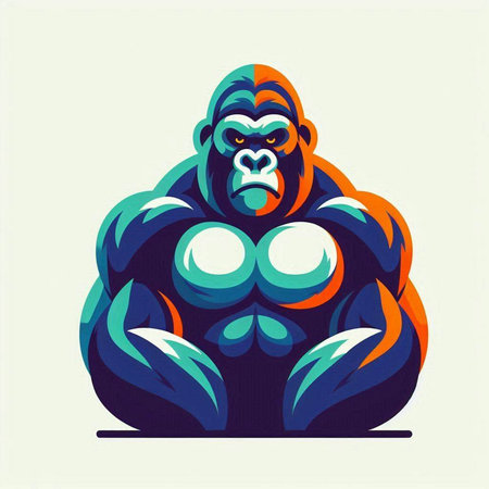 Gorilla with dumbbells. Vector illustration for your designのイラスト素材