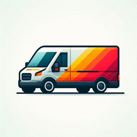Colorful delivery van on white background. Vector illustration. Eps 10のイラスト素材