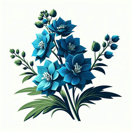 Beautiful blue flowers on a white background. Vector illustration for your designのイラスト素材