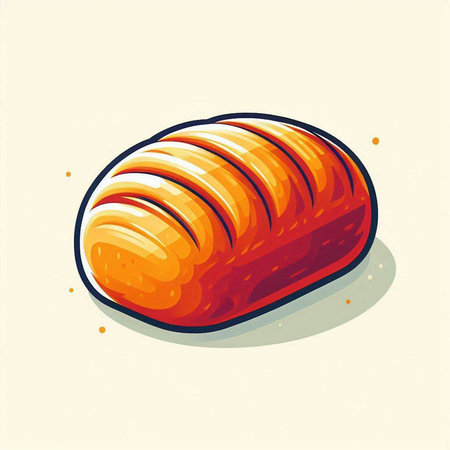 Illustration of a loaf of bread on a white background, vector illustrationのイラスト素材