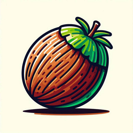 Coconut fruit isolated on white background. Cartoon style vector illustration.のイラスト素材