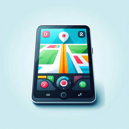 Navigation on a mobile phone. Vector illustration. Eps 10.のイラスト素材
