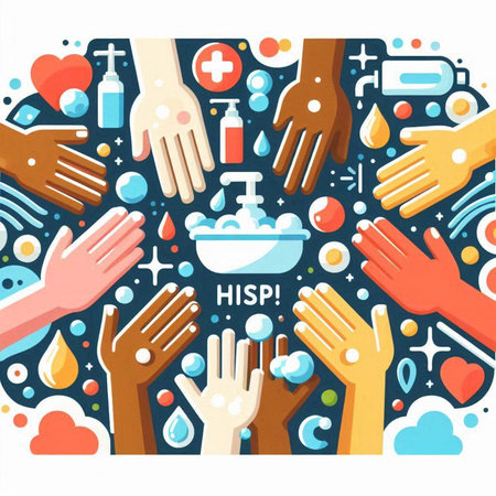 Hands washing with soap and water. Hygiene concept. Vector illustrationのイラスト素材