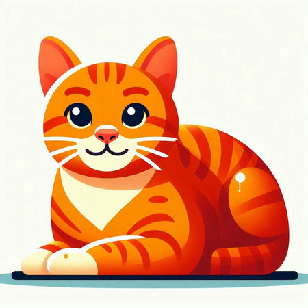 Cute red cat sitting on the floor. Vector illustration in cartoon style.のイラスト素材