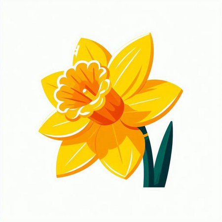 yellow daffodil isolated on a white background. vector illustrationのイラスト素材
