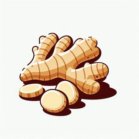 Ginger root isolated on white background. Hand drawn vector illustration.のイラスト素材