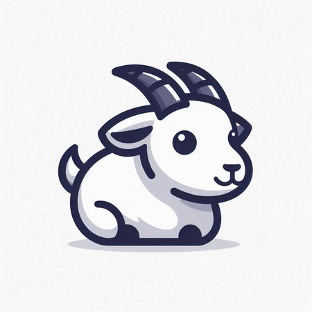 Cute goat on white background. Vector illustration. Cartoon style.のイラスト素材
