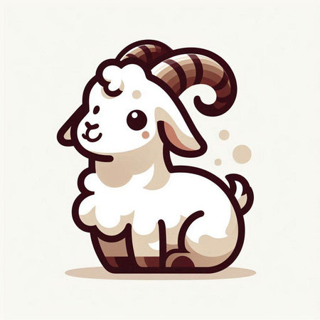 Cute cartoon sheep. Vector illustration of a cute goat on a white background.のイラスト素材