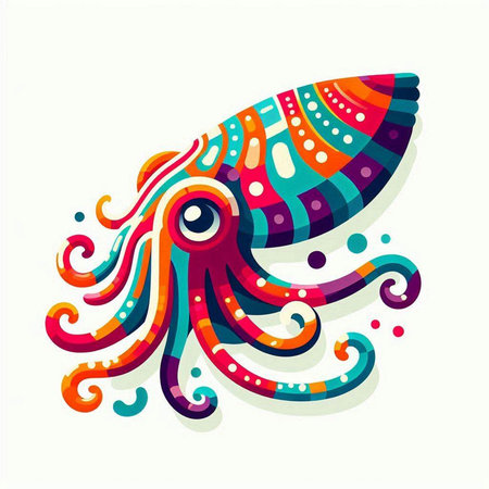 Octopus colorful illustration isolated on a white background. Vector illustration.のイラスト素材
