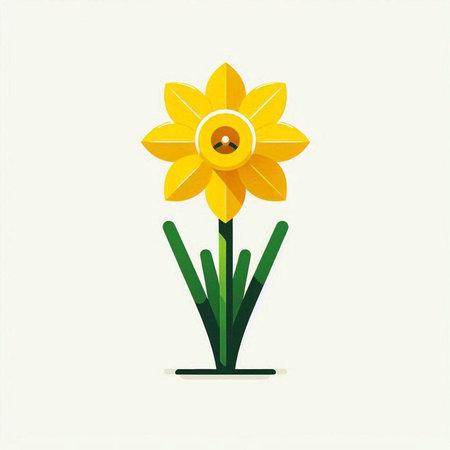 Yellow narcissus flower isolated on white background. Flat style vector illustration.のイラスト素材