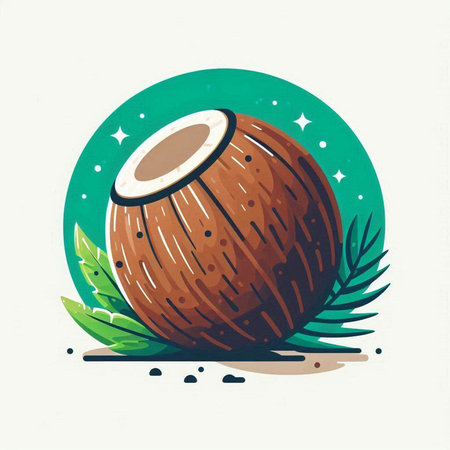 Coconut vector illustration. Hand drawn sketch of a coconut.のイラスト素材