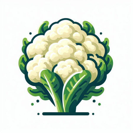 Cauliflower isolated on white. Vector illustration in flat style.のイラスト素材
