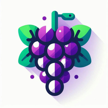 Grapes icon, vector illustration. Flat design style with long shadowのイラスト素材