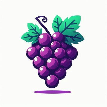 Grapes with leaves isolated on white background. Vector illustration.のイラスト素材