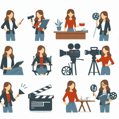 Cinema icons set. Flat illustration of cinema icons set for web designのイラスト素材