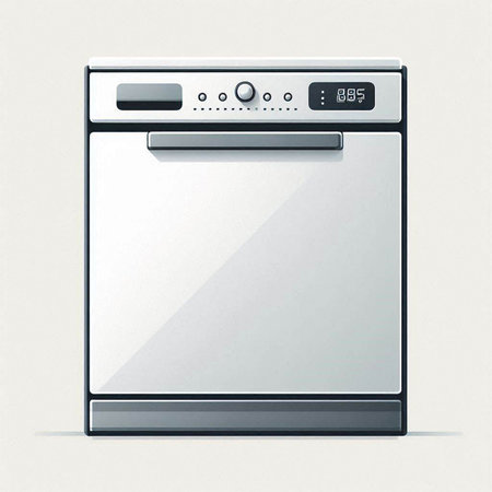 Illustration of a modern dishwasher isolated on a white background.のイラスト素材