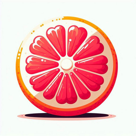Vector illustration of a slice of grapefruit on a white background.のイラスト素材