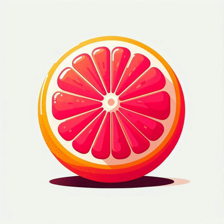 Vector illustration of a slice of grapefruit on a white background.のイラスト素材
